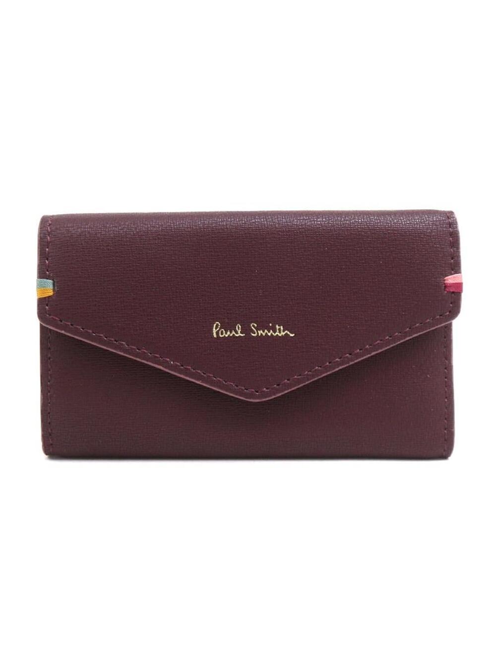 Auth Paul Smith Key Case Bordeaux/Gold #303087P69B